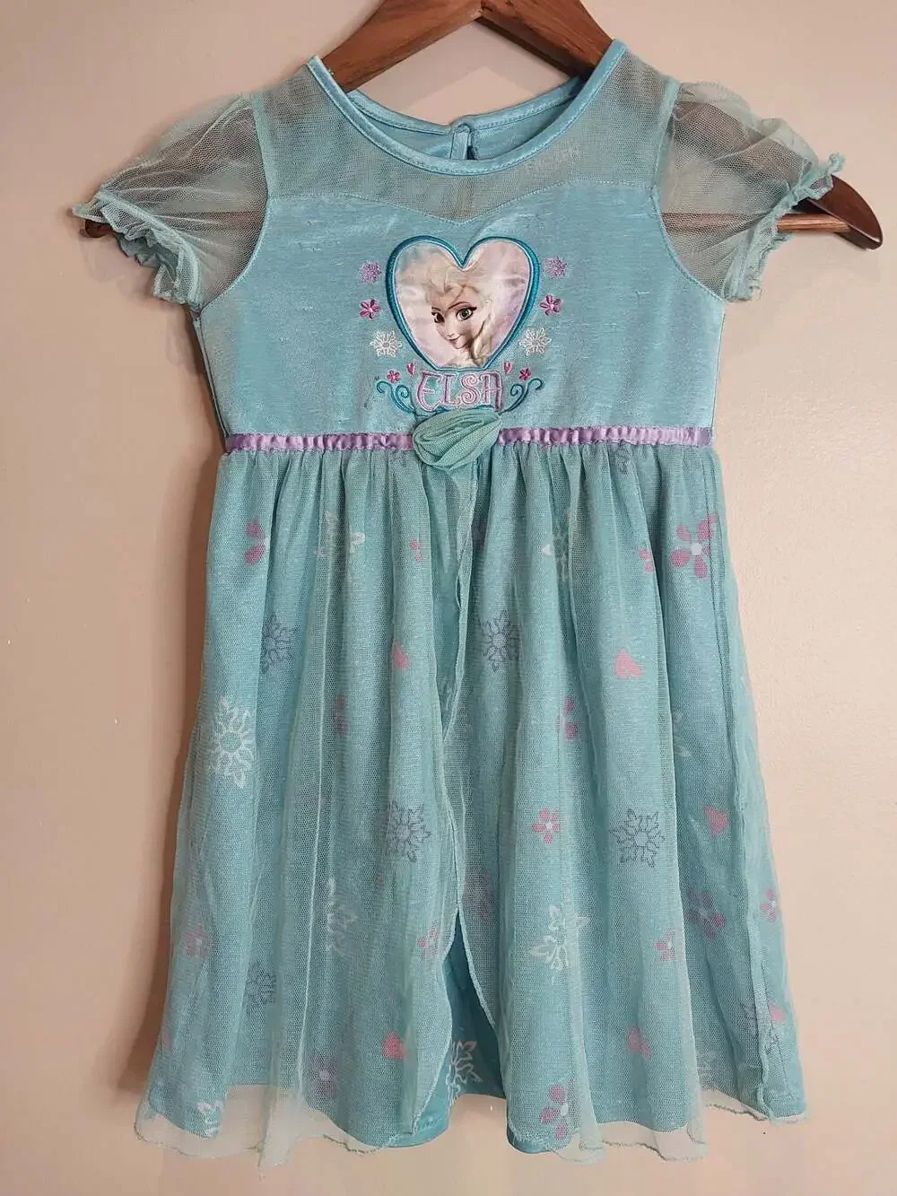 Disney Frozen Elsa Fantasy Short Sleeve Nightgown Pajama Dress